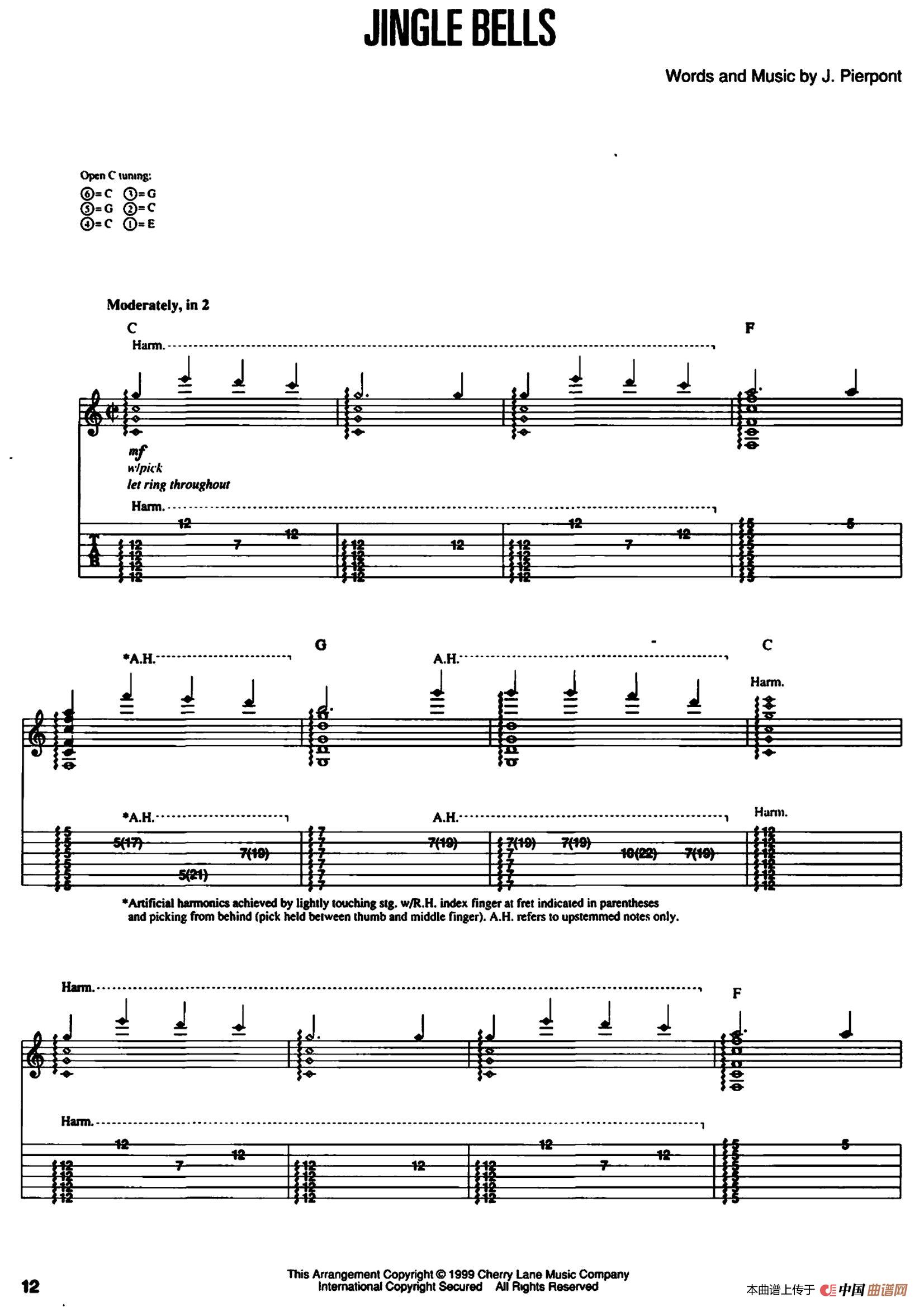 20首经典圣诞颂歌吉他简谱J. Pierpont 第2页
