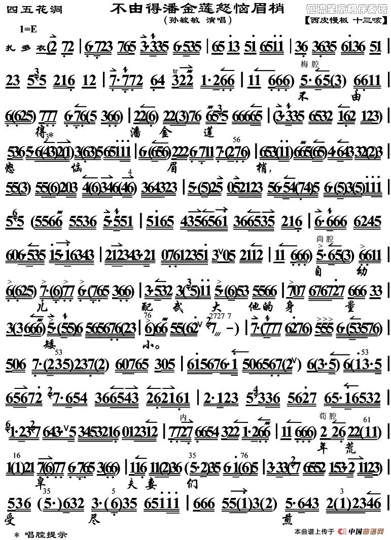 不由得潘金莲怒恼眉梢简谱孙毓敏 第1页