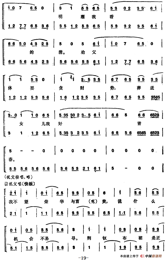 程砚秋唱腔集:英台抗婚简谱 第19页