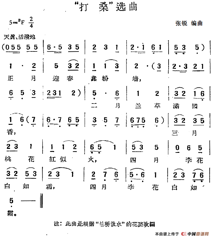 “打桑”选曲简谱张锐编曲 第1页