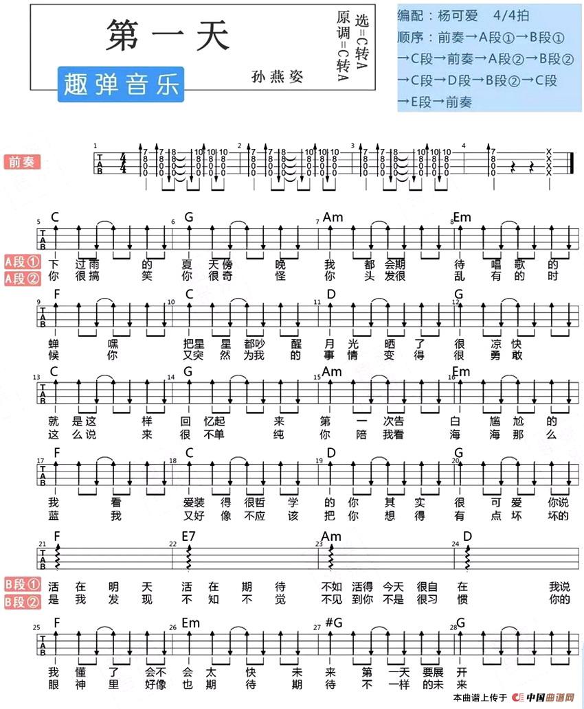 第一天简谱孙燕姿 第1页