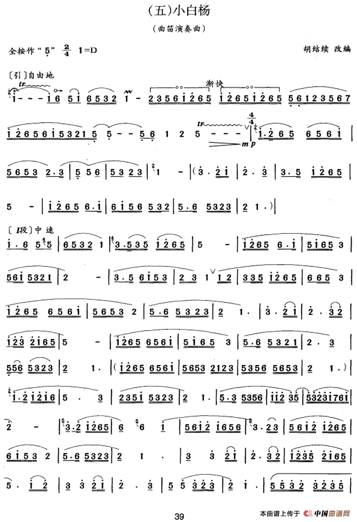 笛箫四级考级曲目:乐曲简谱张宏庆 第5页