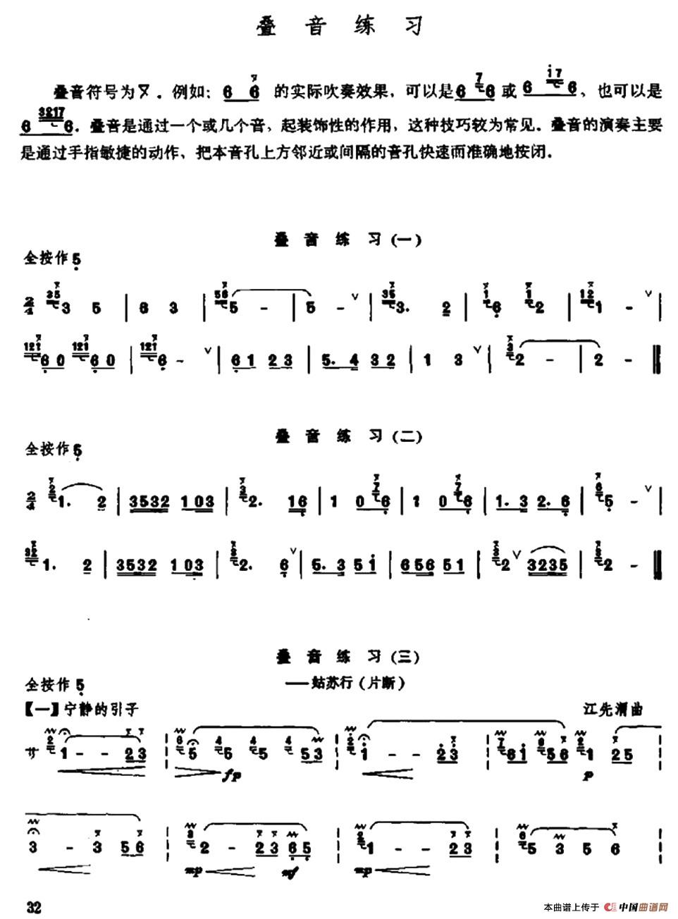 笛子叠音练习简谱 第1页