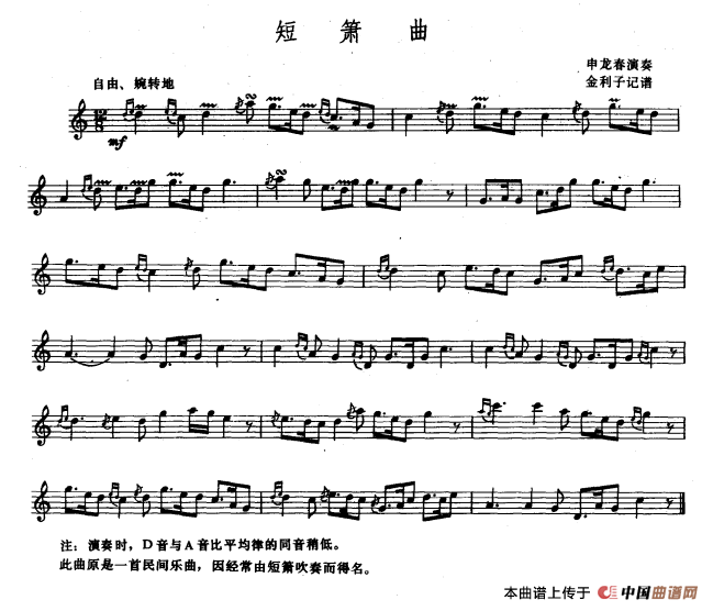 短箫曲简谱申老 第1页