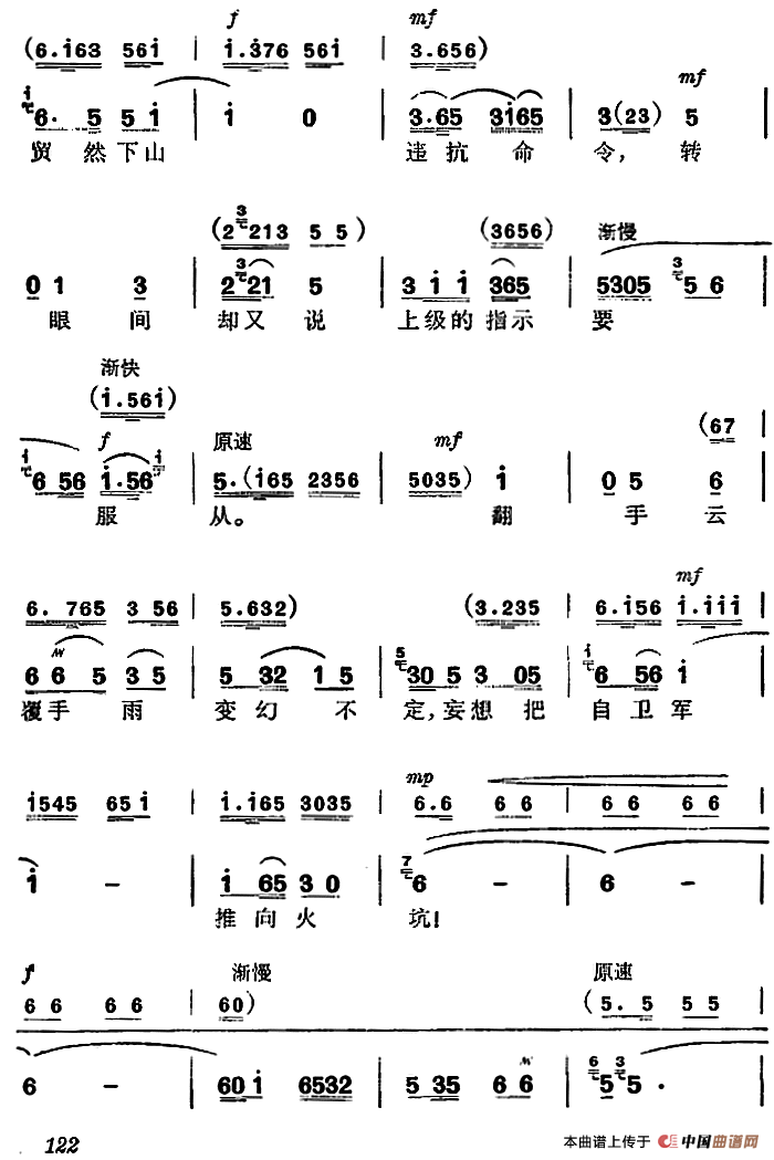 杜鹃山第八场·雾岭初晴简谱 第2页