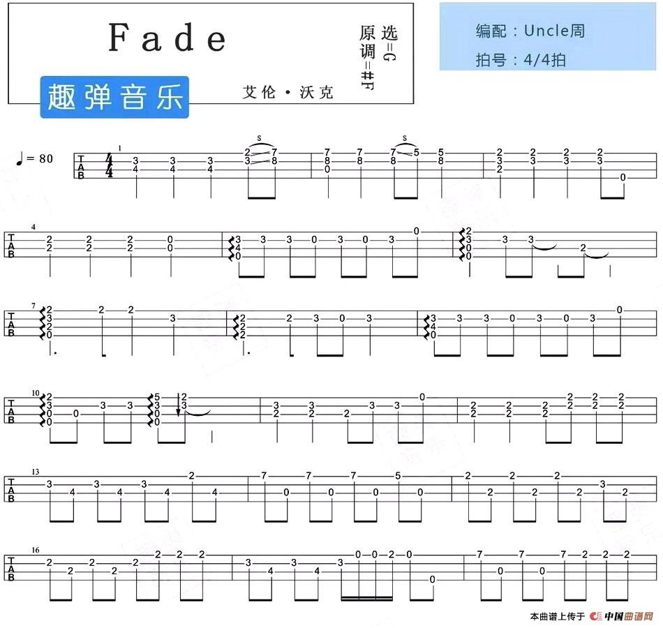 Fade简谱Aalan Walker 第1页