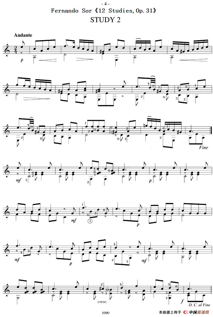 Fernando Sor12 Studies,Op.31简谱Fernando Sor 第1页