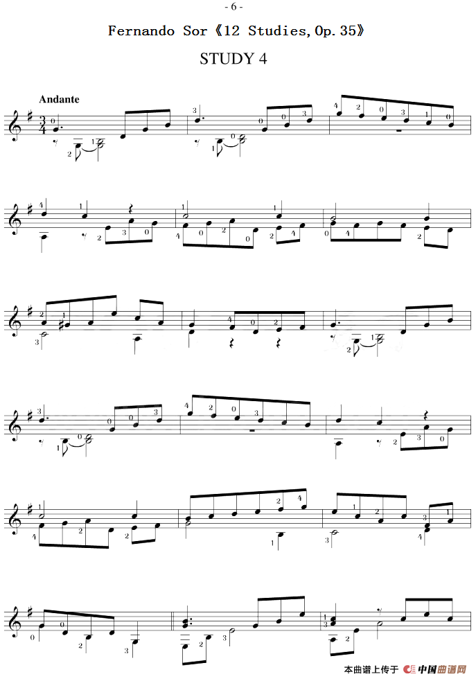 Fernando Sor12 Studies,Op.35简谱Fernando Sor 第1页