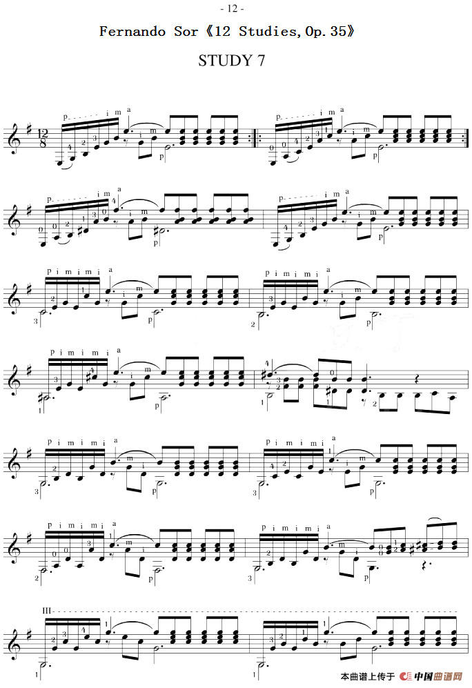 Fernando Sor12 Studies,Op.35简谱Fernando Sor 第1页