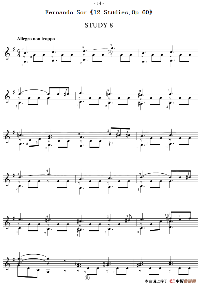 Fernando Sor12 Studies,Op.60简谱Fernando Sor 第1页