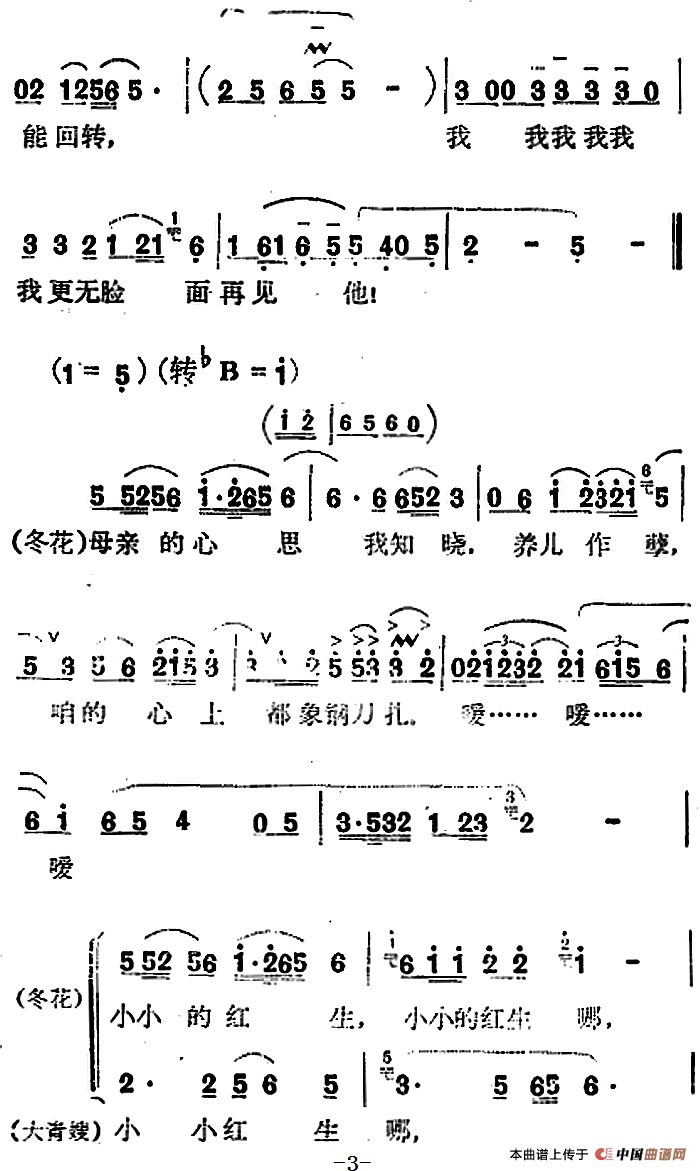 歌剧红云崖选曲:母亲的心简谱 第3页