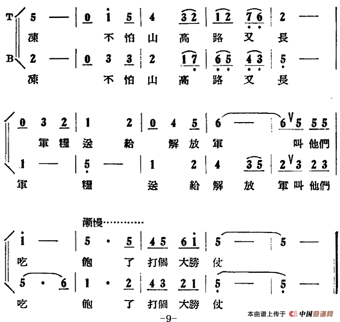 歌剧刘胡兰全剧第一幕 第一场 第一曲简谱 第9页
