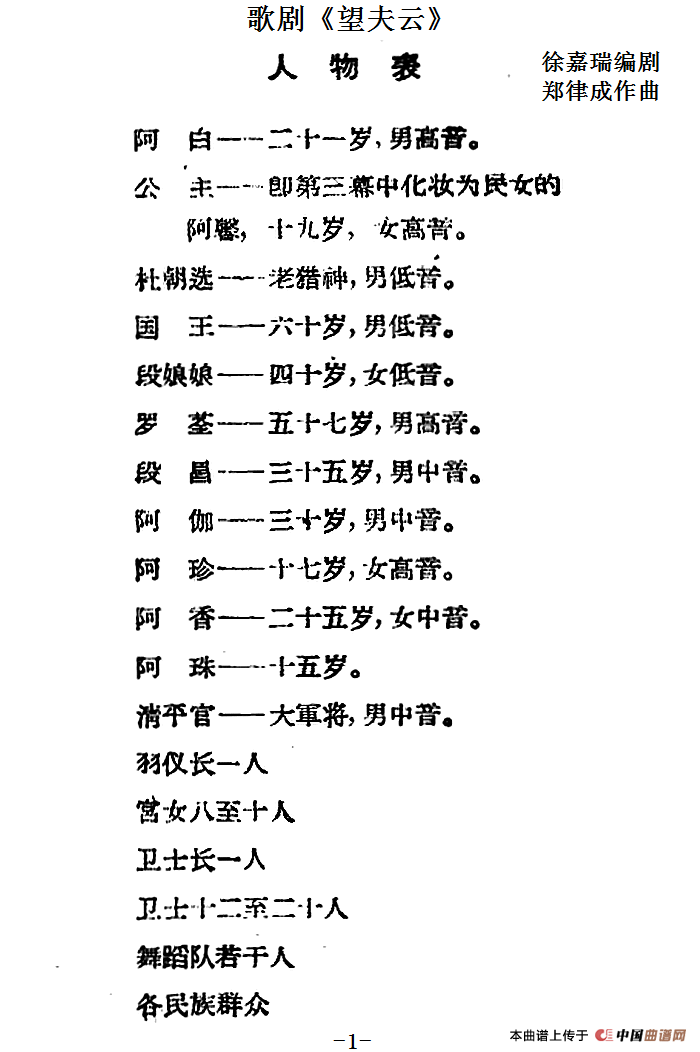 歌剧望夫云全剧之序曲简谱郑律成 第1页