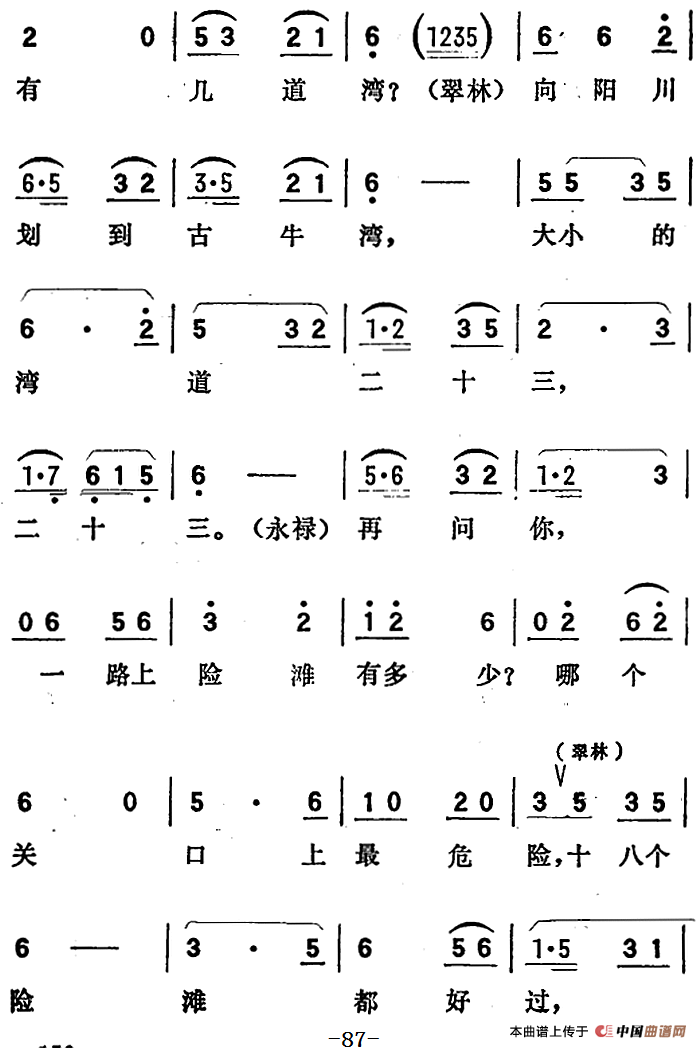 歌剧向阳川全剧之第二场 六曲简谱 第3页