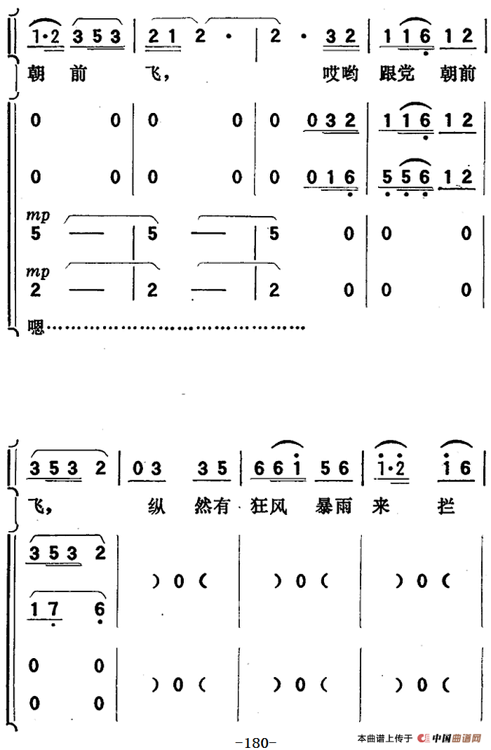 歌剧向阳川全剧之第五场 六曲简谱 第4页