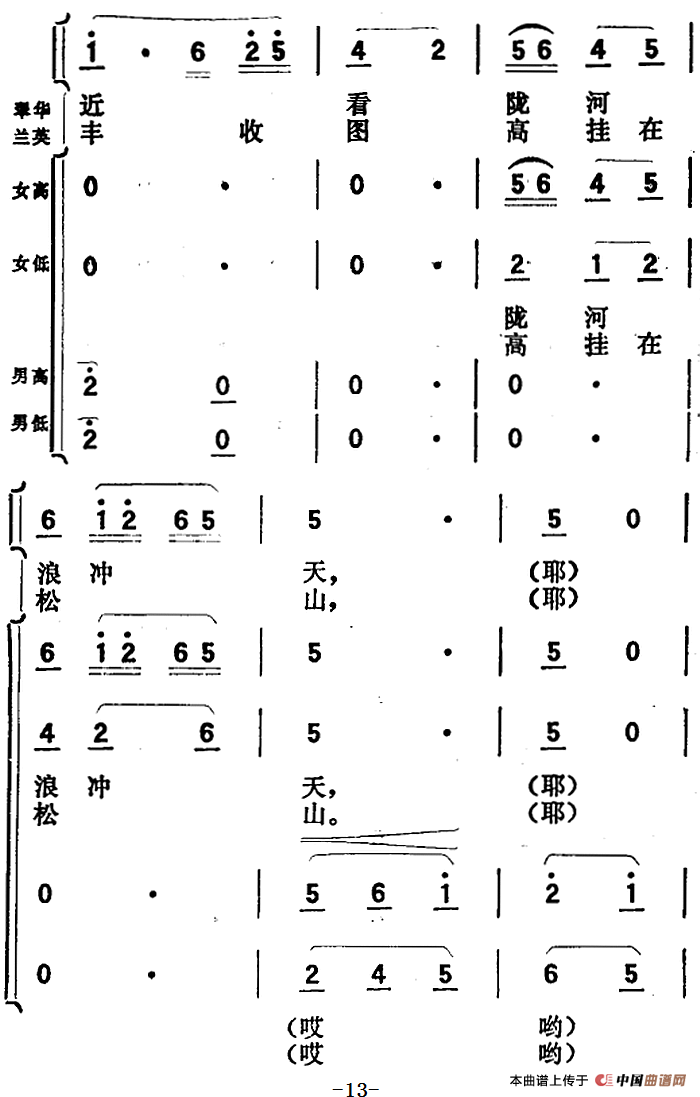 歌剧向阳川全剧之第一场 二曲简谱 第3页