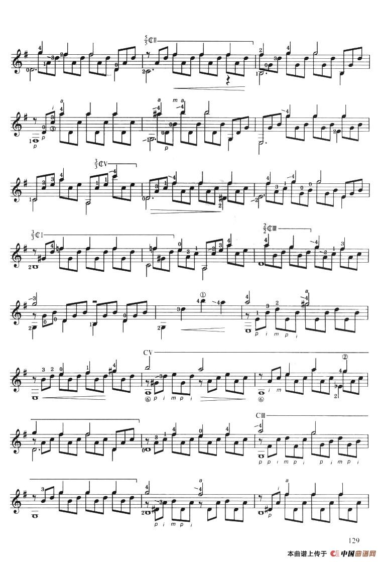 古典吉他考级八级练习曲简谱索尔 第2页