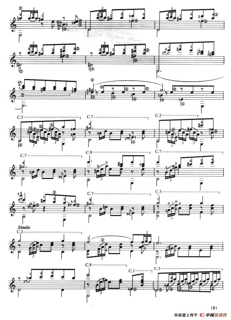 古典吉他考级九级外国乐曲B组简谱马拉斯 第3页