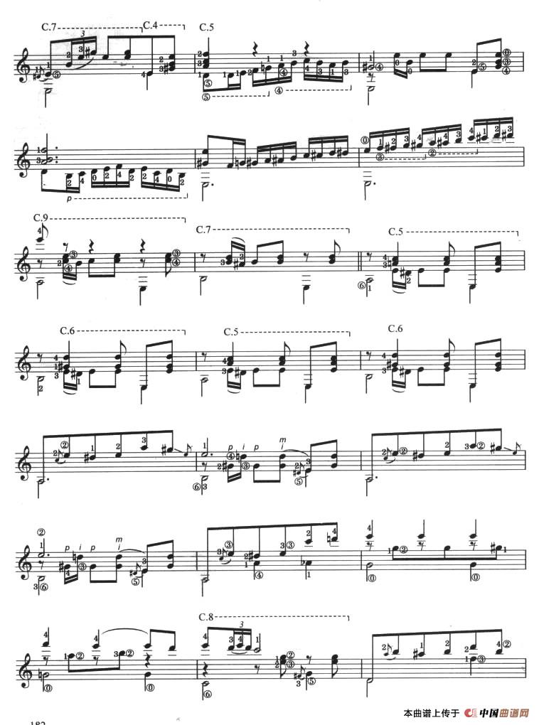古典吉他考级九级外国乐曲B组简谱马拉斯 第4页