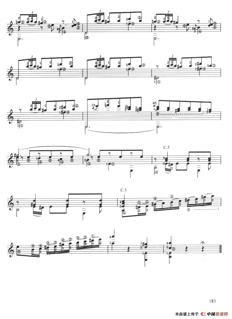古典吉他考级九级外国乐曲B组简谱马拉斯 第5页
