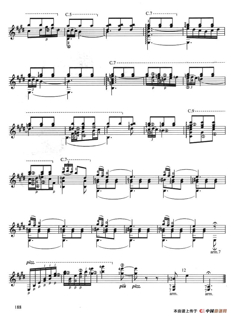古典吉他考级九级外国乐曲B组简谱 第5页