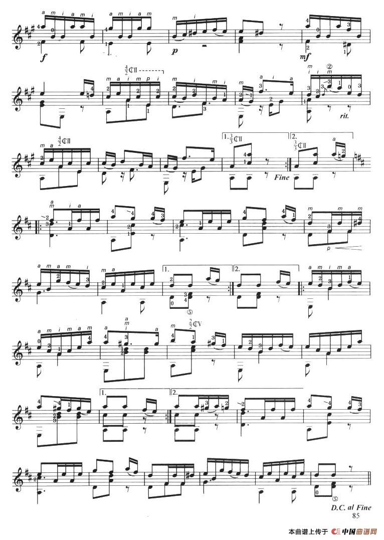 古典吉他考级六级外国乐曲B组简谱海顿 第4页