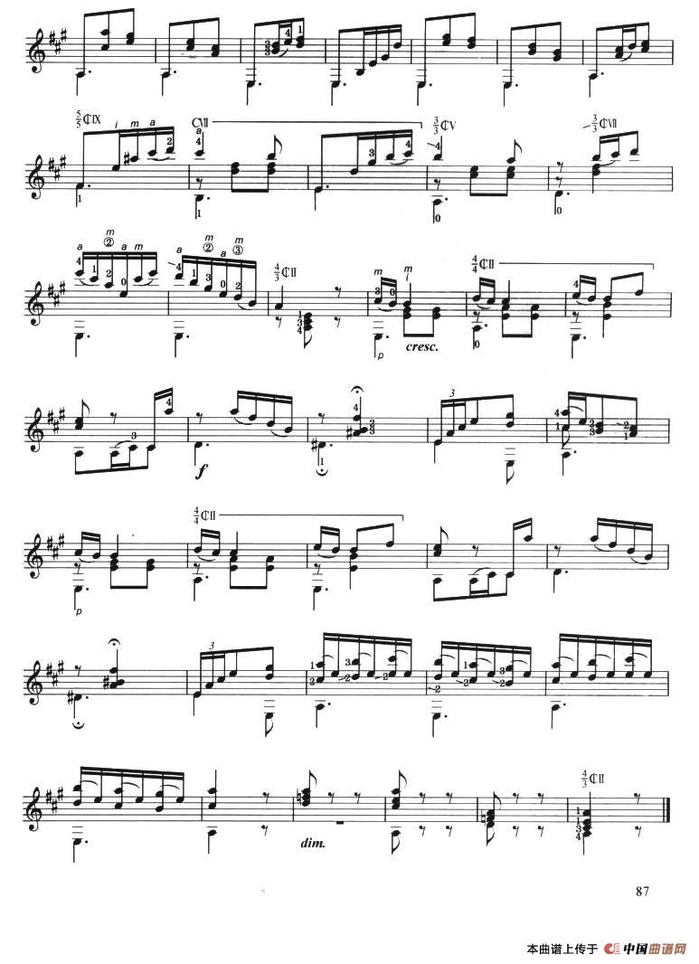 古典吉他考级六级外国乐曲B组简谱海顿 第6页