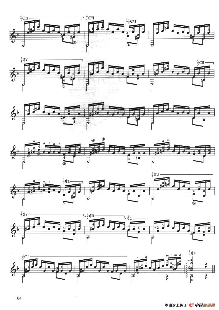 古典吉他考级七级外国乐曲A组简谱巴赫 第2页