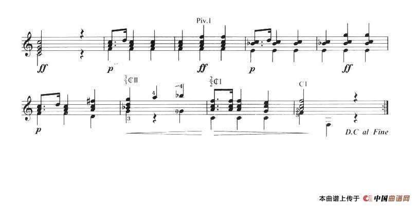 古典吉他考级三级外国乐曲B组简谱索尔 第5页