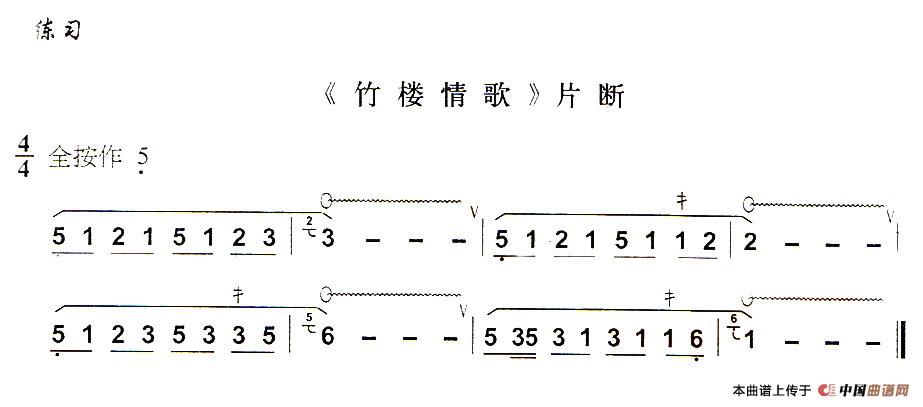 葫芦丝技巧练习之三:虚指颤音练习简谱 第2页