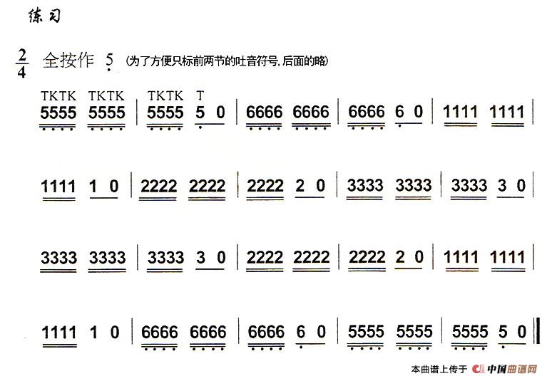 葫芦丝技巧练习之十:多吐音练习简谱 第2页