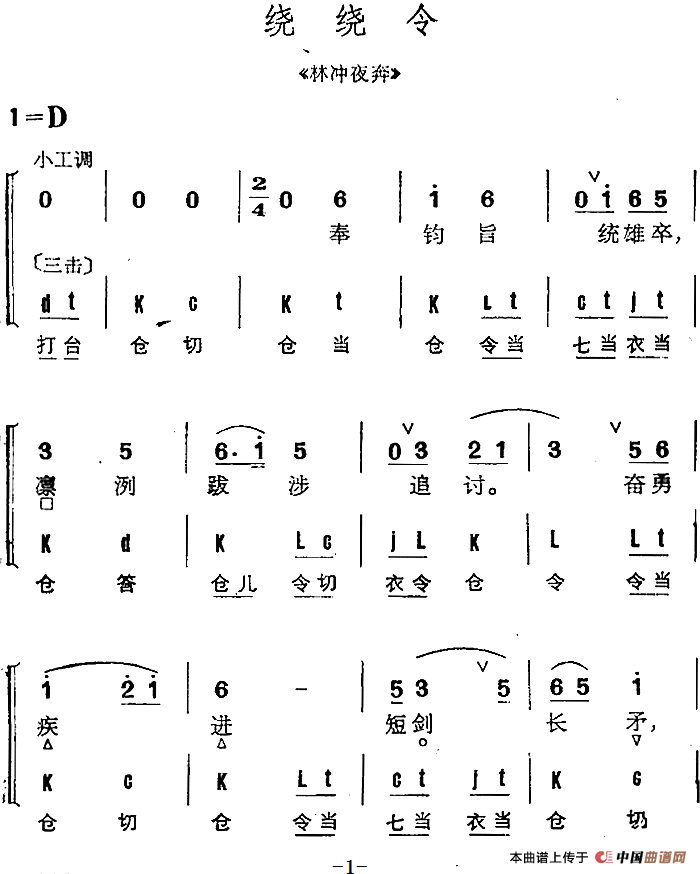 京剧群曲汇编:绕绕令简谱 第1页