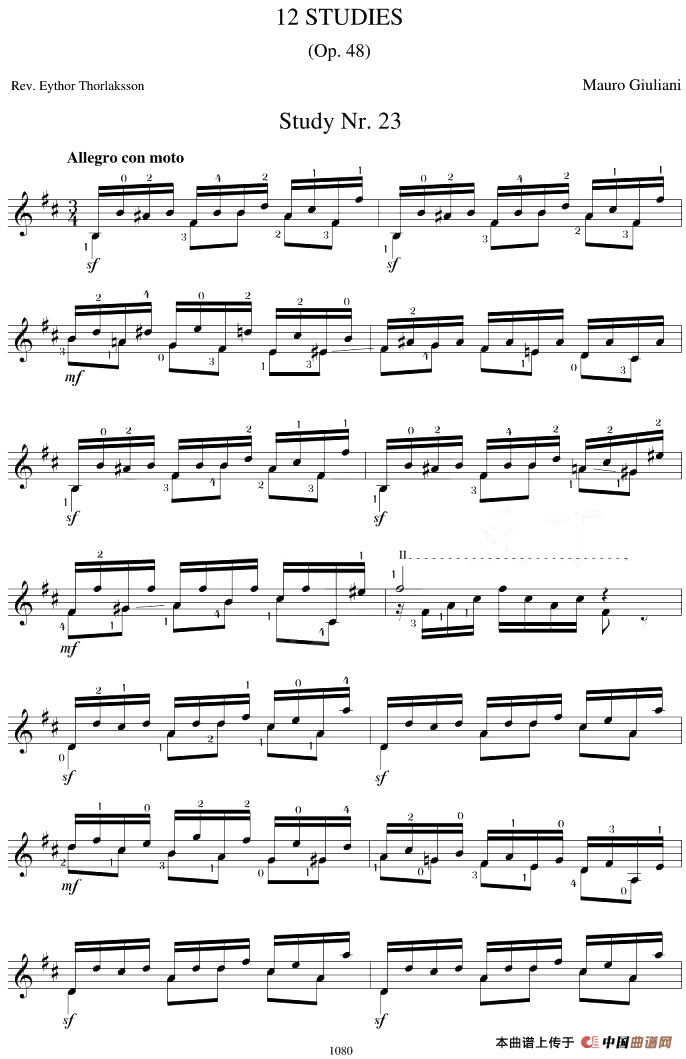 Mauro Giuliani12 Studies,Op.48简谱Mauro Giuliani 第1页