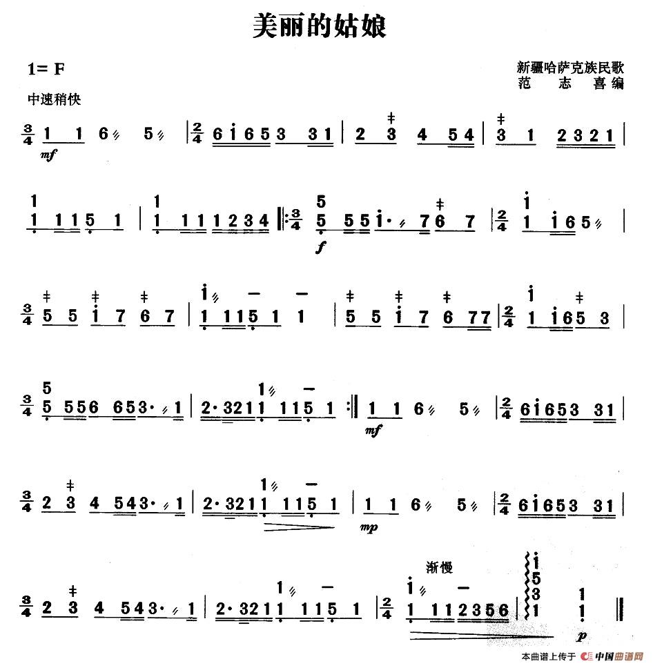 美丽的姑娘简谱 第1页