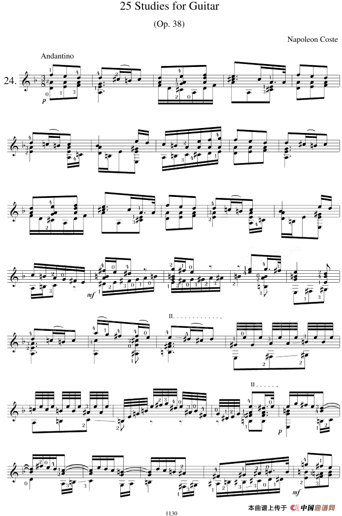 Napoleon Coste25 Studies,Op.38简谱Napoleon Coste 第1页