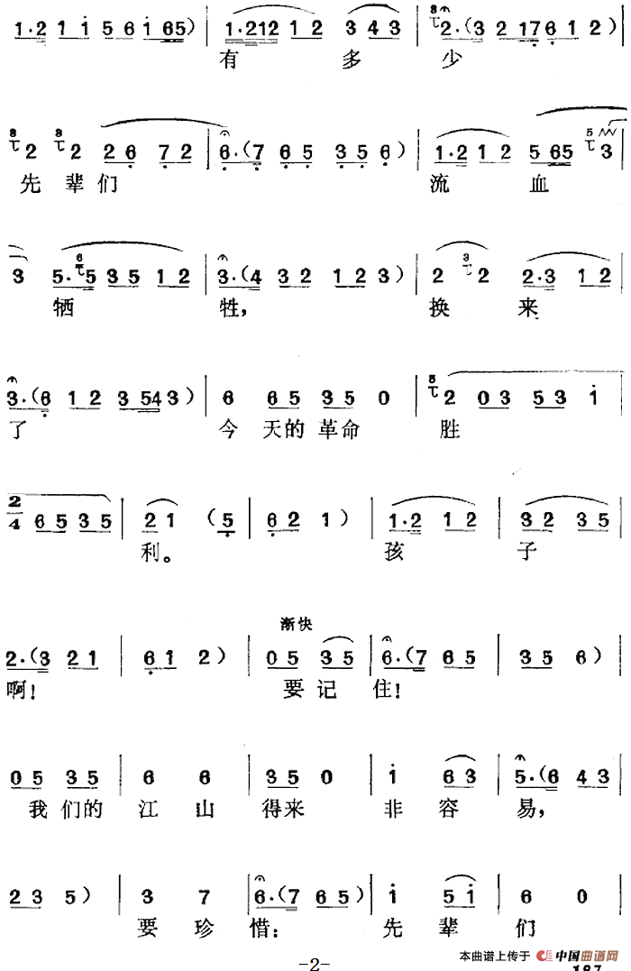 年青的一代选曲:孩子啊!你们要争气,要警惕!简谱林坚 第2页