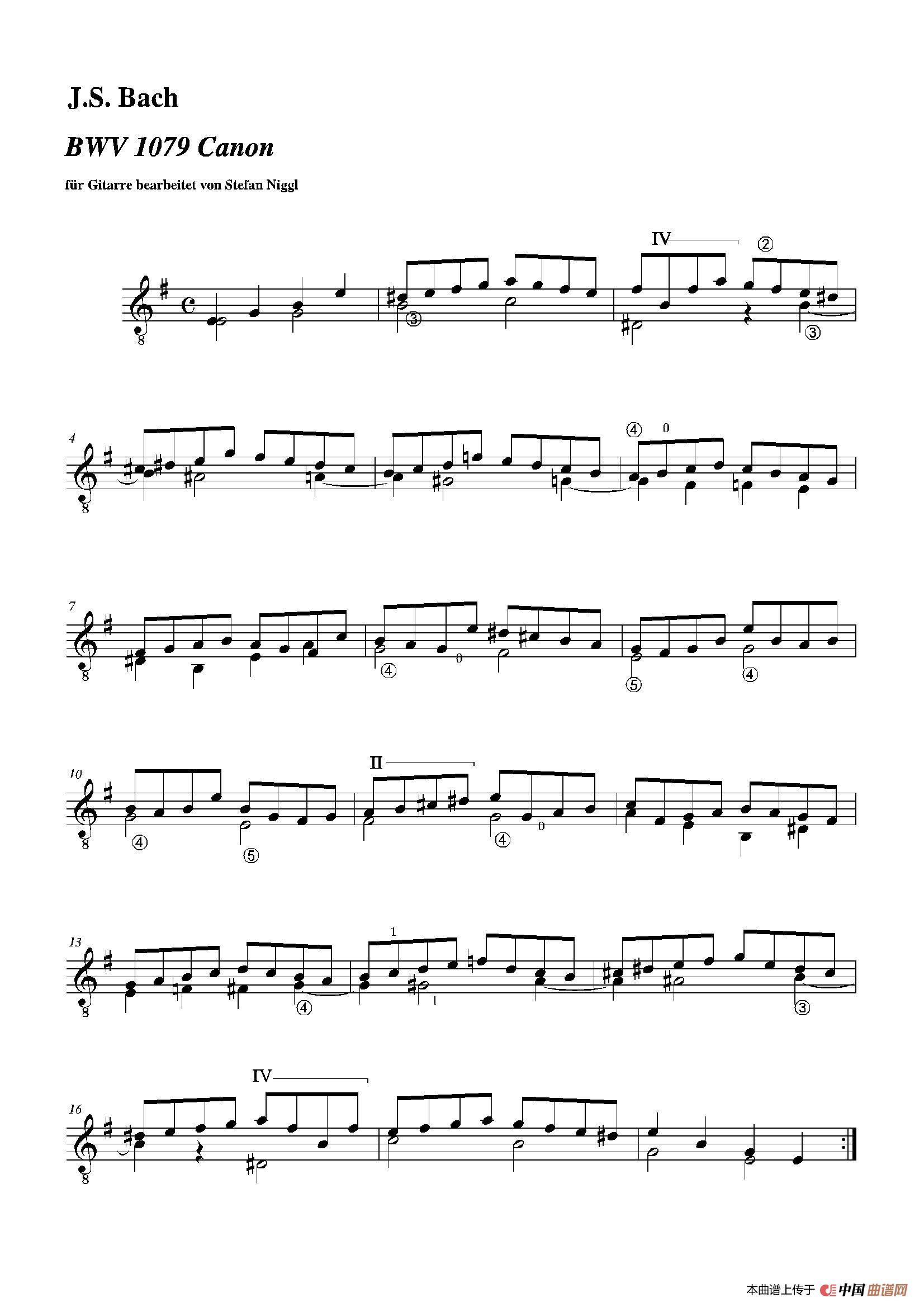 螃蟹卡农简谱巴赫曲 第1页