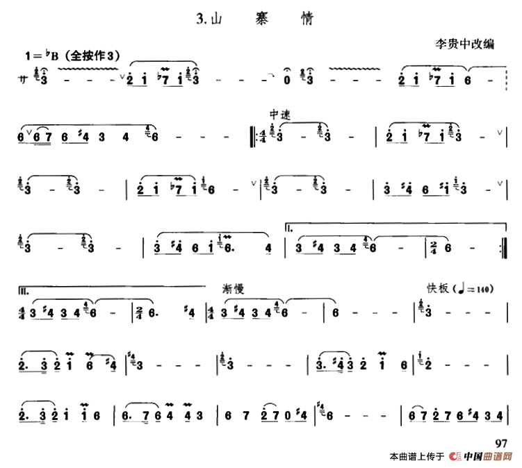 山寨情简谱李贵中 第3页