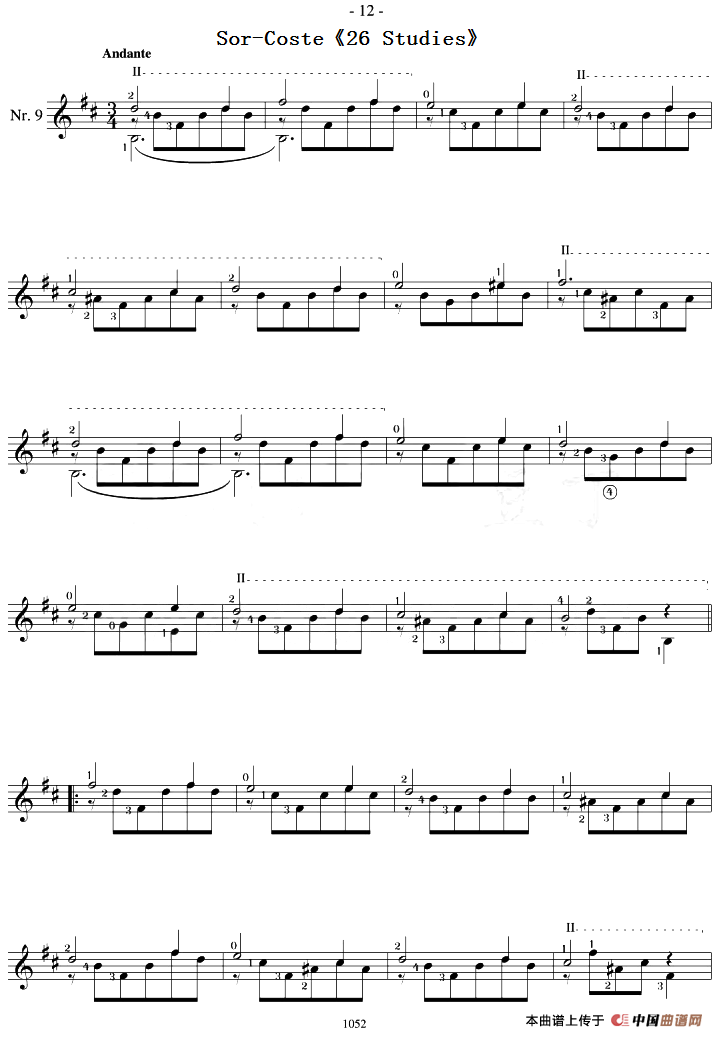 Sor简谱Sor-Cote 第1页