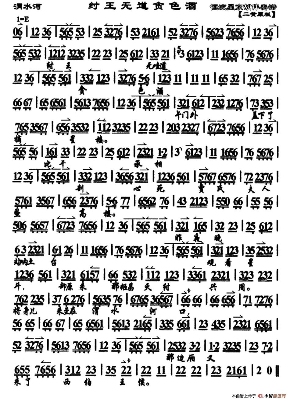 纣王无道贪色酒简谱朱宝光 第1页